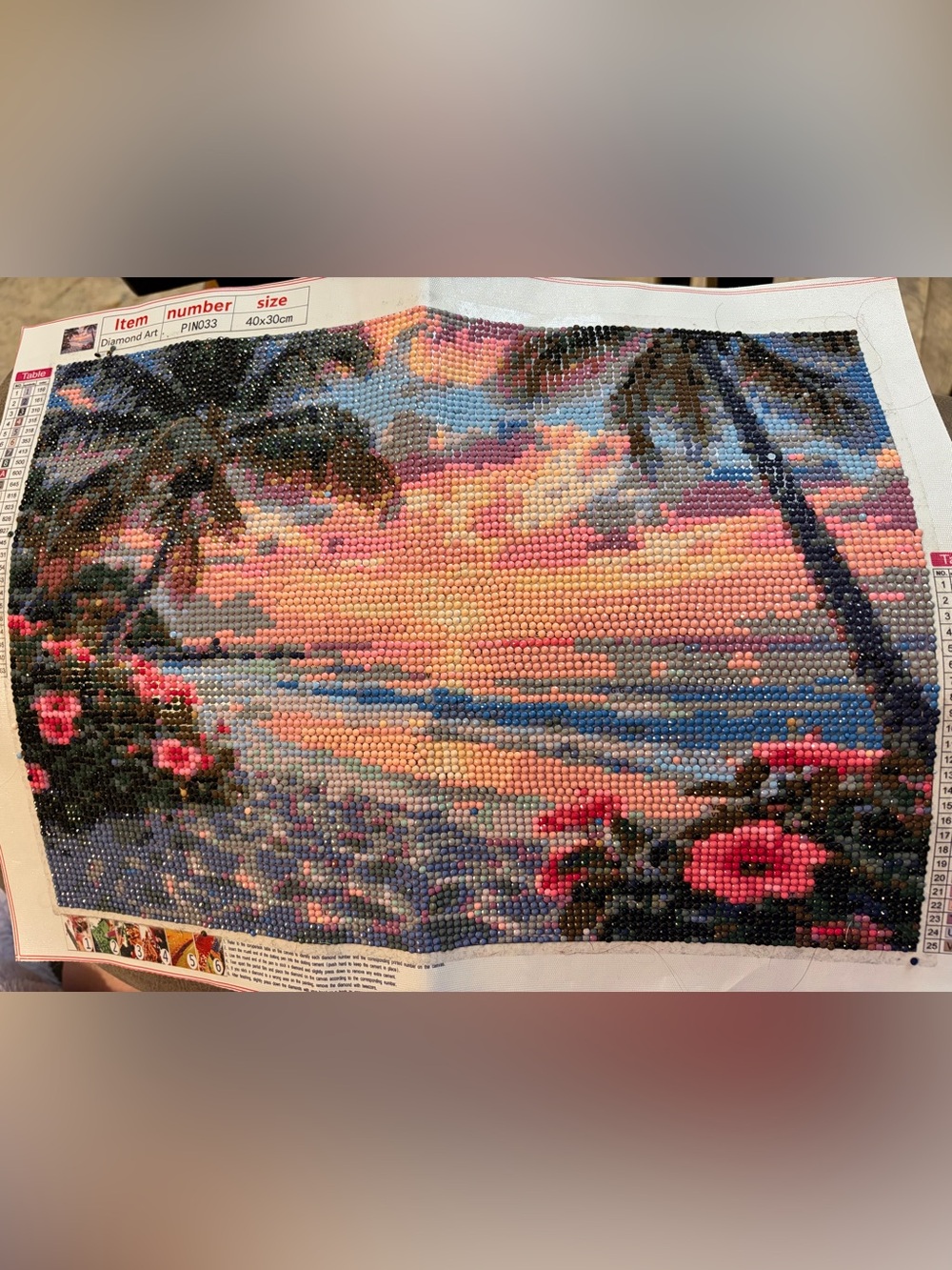 Diamond Art Sunset Seascape Wall Decor in Pink and Blue